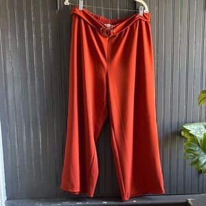 Rust Orange Wide Leg High Waist Belted Pants 14/16W C EST. 1946